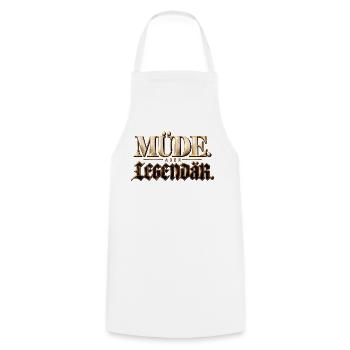 Müde. Aber legendär. Geschenkidee Nachteulen - Kochschürze - Weiß - Vorne - AI Model Male 185 dark (185cm)