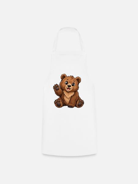 Braunbär Kawaii Style – Süßer Bär - Kochschürze - Weiß