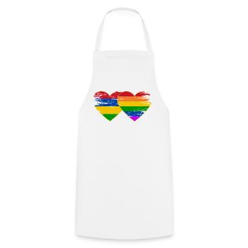 Mauritius Regenbogen Flagge Herz used - Kochschürze - Weiß - Vorne - AI Model Male 185 dark (185cm)