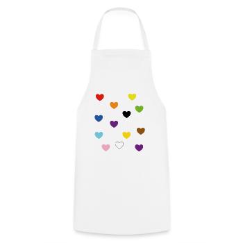 Rainbow Hearts – Inklusive Pride-Farben - Kochschürze - Weiß - Vorne - AI Model Male 185 dark (185cm)
