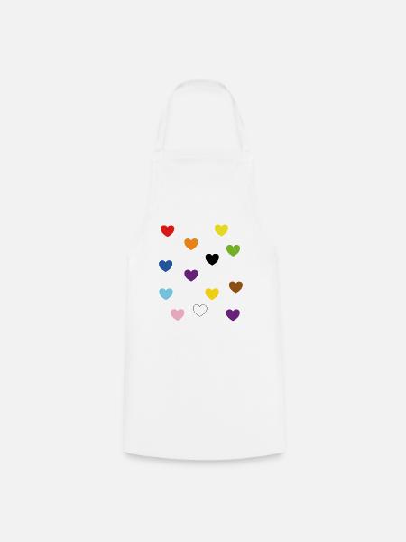 Rainbow Hearts – Inklusive Pride-Farben - Kochschürze - Weiß