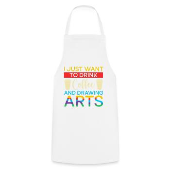 Artist Painter Graphic Want Drink Coffee & Drawing - Kochschürze - Weiß - Vorne - AI Model Male 185 dark (185cm)