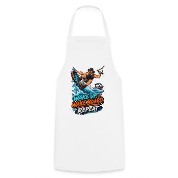 Wake Up Wakeboard Repeat Motiv - Kochschürze - Weiß - Vorne - AI Model Male 185 dark (185cm)