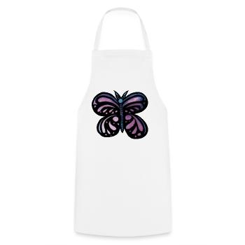 Lila Aquarell-Schmetterling auf Schwarz - Kochschürze - Weiß - Vorne - AI Model Male 185 dark (185cm)
