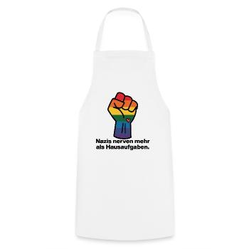 NAZIS NERVEN MEHR ALS HAUSAUFGABEN, SCHÜLER, NONZS - Kochschürze - Weiß - Vorne - AI Model Male 185 dark (185cm)
