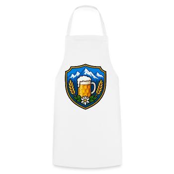 Bier Schild Emblem - Kochschürze - Weiß - Vorne - AI Model Male 185 dark (185cm)