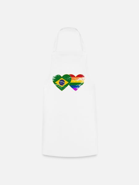 Brasilien Regenbogen Flagge Herz used - Kochschürze - Weiß