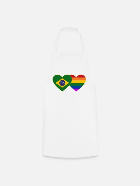 Brasilien Regenbogen Flagge Herz - Kochschürze - Weiß