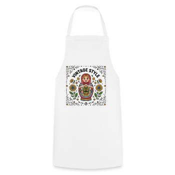  Vintage Style Matrjoschka Mit Blumen Und - Kochschürze - Weiß - Vorne - AI Model Male 185 dark (185cm)