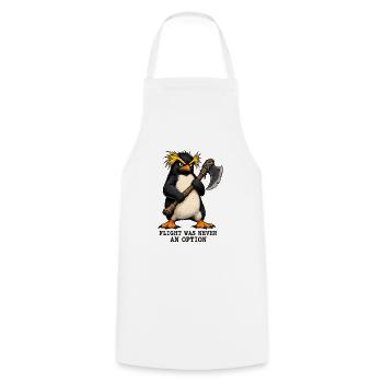Funny Angry Penguin - Flight Was Never An Option - Kochschürze - Weiß - Vorne - AI Model Male 185 dark (185cm)