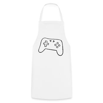 Klassischer Gamepad Silhouette - Kochschürze - Weiß - Vorne - AI Model Male 185 dark (185cm)