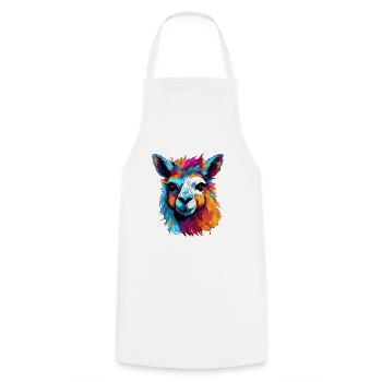 Bunter Llama Popart Muster - Kochschürze - Weiß - Vorne - AI Model Male 185 dark (185cm)