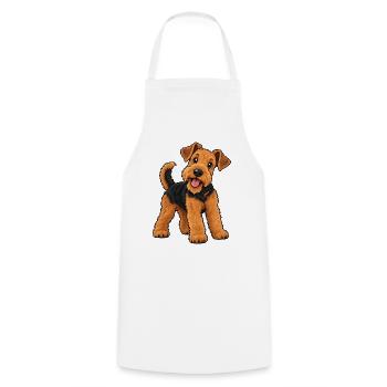 Airedale Terrier Kawaii Style – Süßer Terrier - Kochschürze - Weiß - Vorne - AI Model Male 185 dark (185cm)