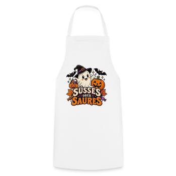 Süßes oder Saures Halloween Geist Kürbis Design - Kochschürze - Weiß - Vorne - AI Model Male 185 dark (185cm)