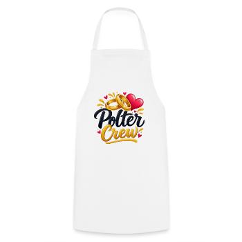 Polter Crew , Polterabend Shirt - Kochschürze - Weiß - Vorne - AI Model Male 185 dark (185cm)