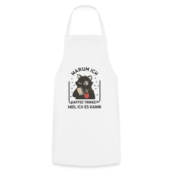 Warum ich Kaffee trinke? Katze Ingenieur Spruch - Kochschürze - Weiß - Vorne - AI Model Male 185 dark (185cm)