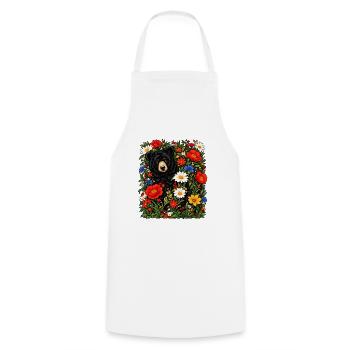 Grizzlybären-Floral-Wildtiere Naturliebhaber - Kochschürze - Weiß - Vorne - AI Model Male 185 dark (185cm)