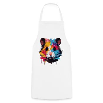 Farbenfrohes Pop-Art Hamsterporträt - Kochschürze - Weiß - Vorne - AI Model Male 185 dark (185cm)