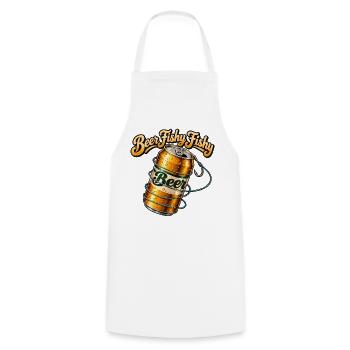 Beer Fishy Fishy Keg Design - Kochschürze - Weiß - Vorne - AI Model Male 185 dark (185cm)