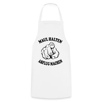 Maul halten Abflug machen Schnauze halten - Kochschürze - Weiß - Vorne - AI Model Male 185 dark (185cm)