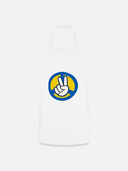 Friedenshand Retro Symbol für Ukraine - Kochschürze - Weiß
