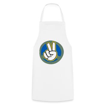 Ukraine Peace Sign Grafik mit Umrahmung - Kochschürze - Weiß - Vorne - AI Model Male 185 dark (185cm)
