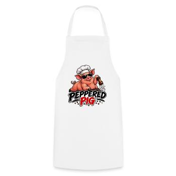 Peppered Pig Kochchef Cartoon - Kochschürze - Weiß - Vorne - AI Model Male 185 dark (185cm)