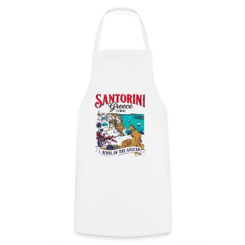 The Of Santorini Greece Fira Aegean Sea Travel - Kochschürze - Weiß - Vorne - AI Model Male 185 dark (185cm)