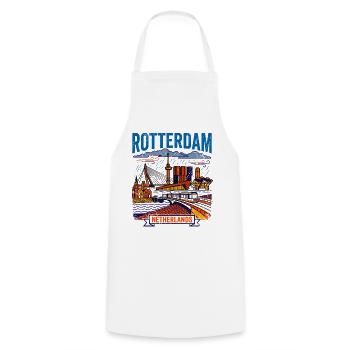 Retro Rotterdam Netherlands Cityscape Skyline Aug - Kochschürze - Weiß - Vorne - AI Model Male 185 dark (185cm)