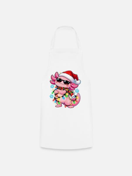Weihnachtsdrache mit Lichterkette - Kochschürze - Weiß