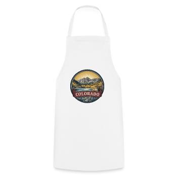 Colorado Rocky Mountains Retro-Reisegeschenk - Kochschürze - Weiß - Vorne - AI Model Male 185 dark (185cm)