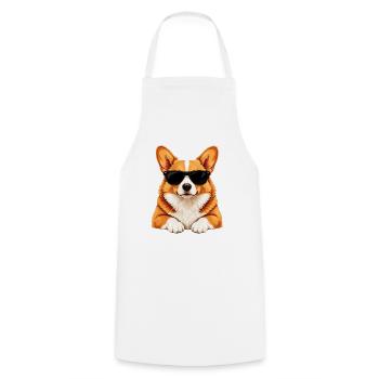 Corgi mit Sonnenbrille - Kochschürze - Weiß - Vorne - AI Model Male 185 dark (185cm)