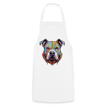 Hund Kopf Geometrisch Farbenfroh - Kochschürze - Weiß - Vorne - AI Model Male 185 dark (185cm)