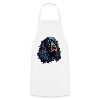 Spaniel Hund Kopf Schwarz Bunt - Kochschürze - Weiß - Vorne - AI Model Male 185 dark (185cm)