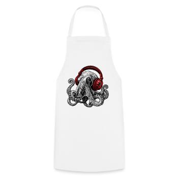 Octopus Beats mit Roten Kopfhörern - Kochschürze - Weiß - Vorne - AI Model Male 185 dark (185cm)