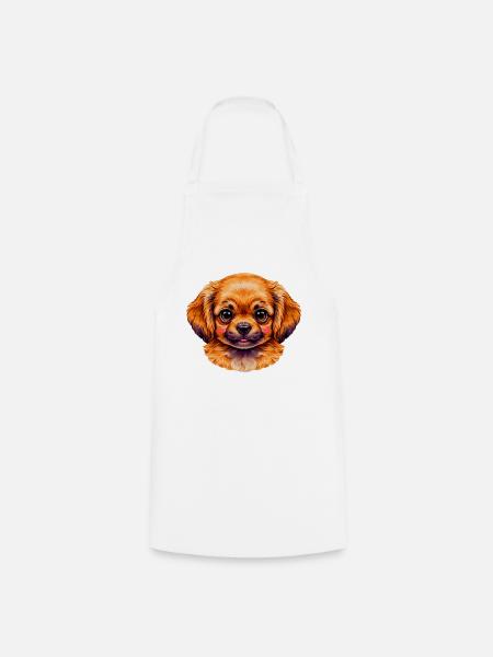 Kuschelhund Porträt Sonnenorange - Kochschürze - Weiß