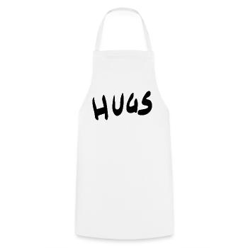 HUGS Brush Schrift – Herzliche Grüße - Kochschürze - Weiß - Vorne - AI Model Male 185 dark (185cm)