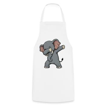 Dab-Elefant Cartoon - Kochschürze - Weiß - Vorne - AI Model Male 185 dark (185cm)