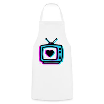 Neon Herz TV Retro - Kochschürze - Weiß - Vorne - AI Model Male 185 dark (185cm)