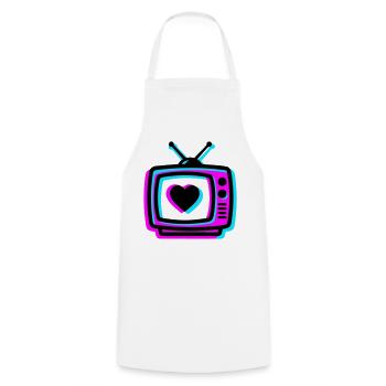 Pink TV Herz Glitch Icon - Kochschürze - Weiß - Vorne - AI Model Male 185 dark (185cm)