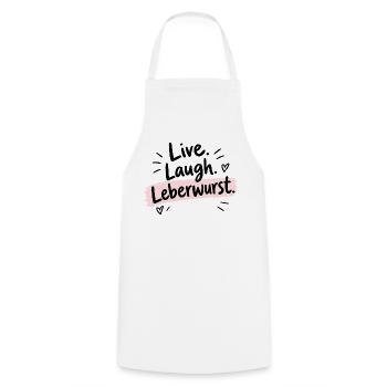 Live Laugh Leberwurst – Lustiger Spruch - Kochschürze - Weiß - Vorne - AI Model Male 185 dark (185cm)