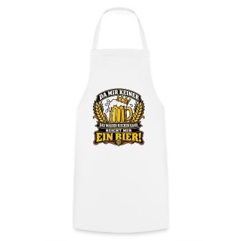 Reicht mir ein Bier! – Bierkrug mit Krone - Kochschürze - Weiß - Vorne - AI Model Male 185 dark (185cm)