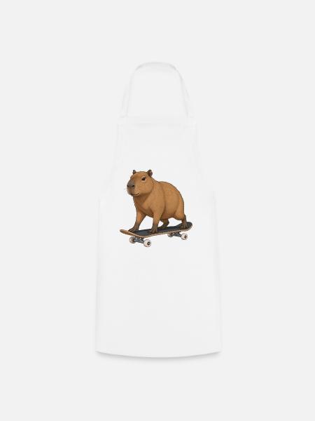 Capybara auf Skateboard - Kochschürze - Weiß