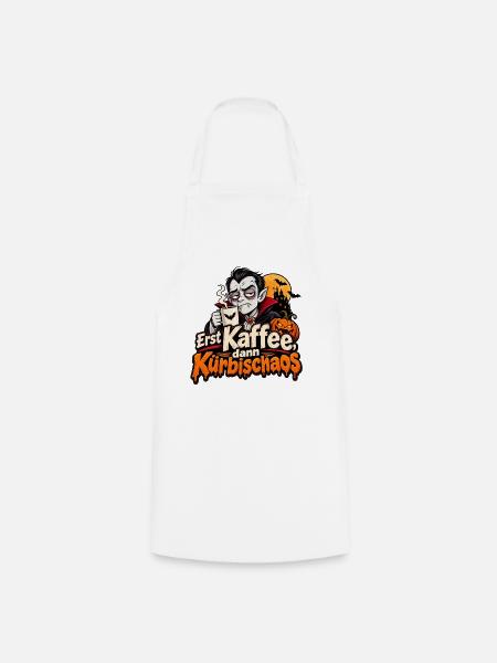 Erst Kaffee, dann Kürbischaos - Kochschürze - Weiß