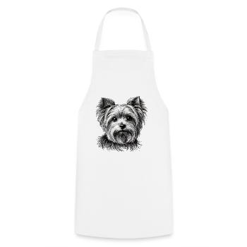 Yorkie Porträt - Kochschürze - Weiß - Vorne - AI Model Male 185 dark (185cm)