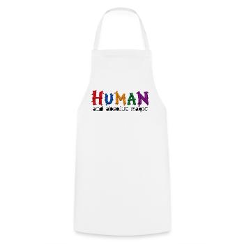 HUMAN – and absolut magic - Kochschürze - Weiß - Vorne - AI Model Male 185 dark (185cm)