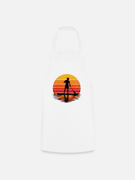 Retro Sunset Paddleboarder Silhouett - Kochschürze - Weiß