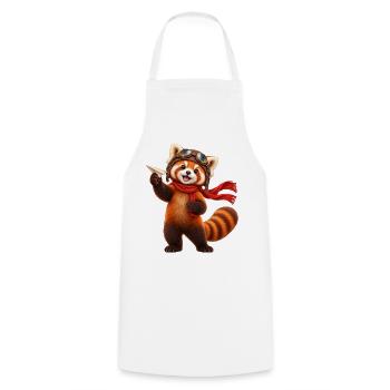 Pilot Red Panda mit Papierflugzeug - Kochschürze - Weiß - Vorne - AI Model Male 185 dark (185cm)