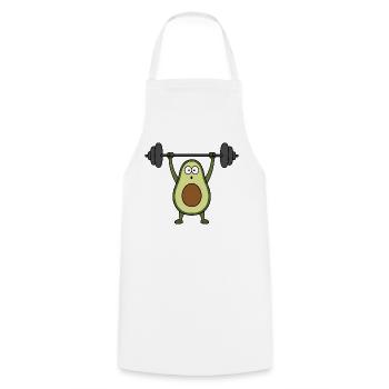 Avocado Gemüse Fitness Bodybuilder Comic Lustig - Kochschürze - Weiß - Vorne - AI Model Male 185 dark (185cm)
