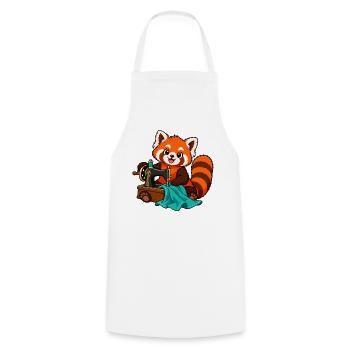 Red Panda nähen mit Vintage-Nähmaschine - Kochschürze - Weiß - Vorne - AI Model Male 185 dark (185cm)